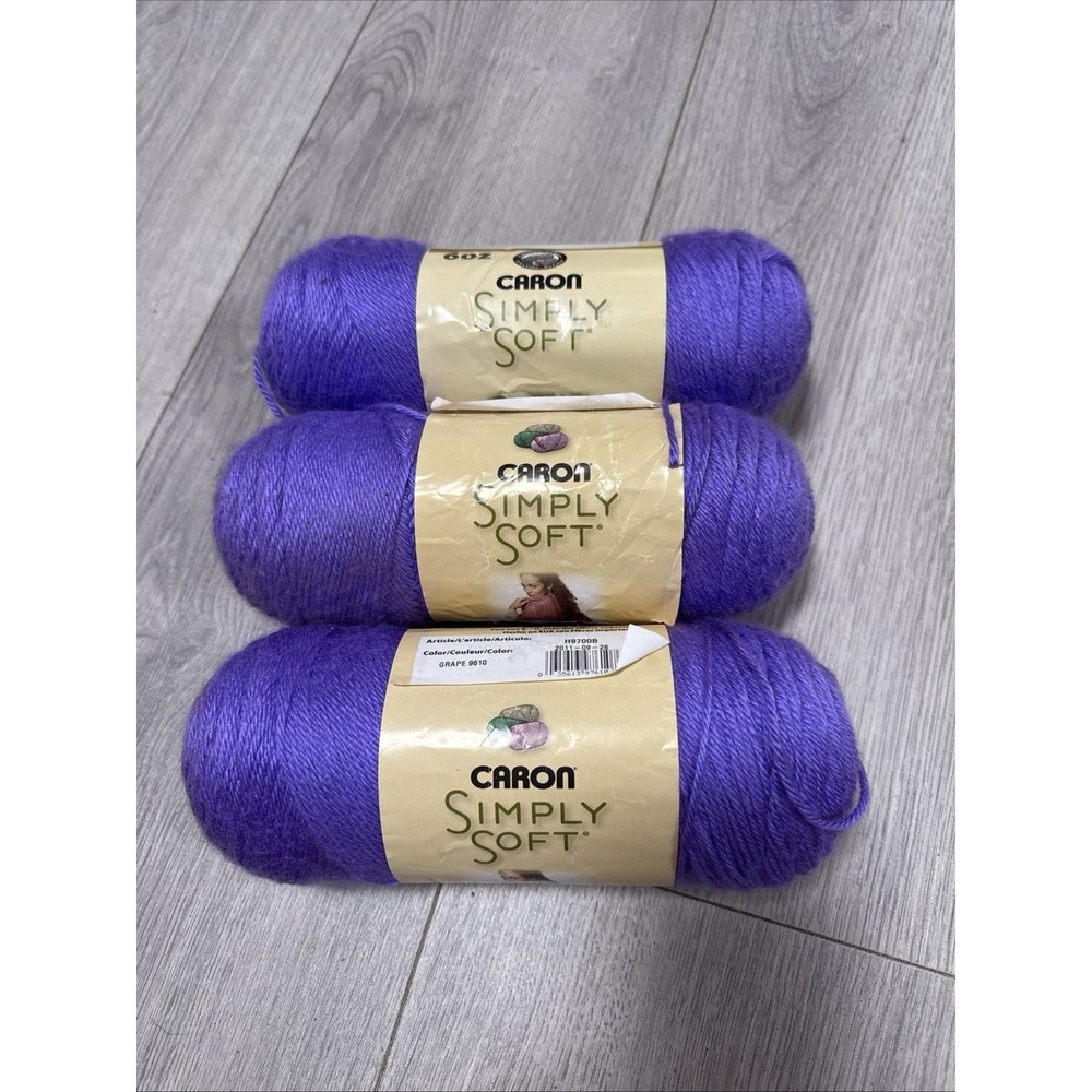 Caron Simply Soft Grape Brites Yarn - 3 Pack of 170g/6oz - Acrylic - 4 Medium (W